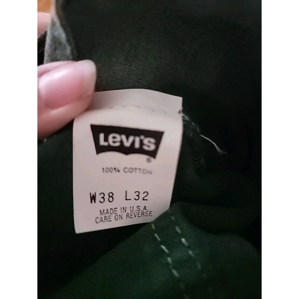 Vintage Levis Jeans Mens 38x32 Green 554 Straight Denim Pants Made in USA 90s